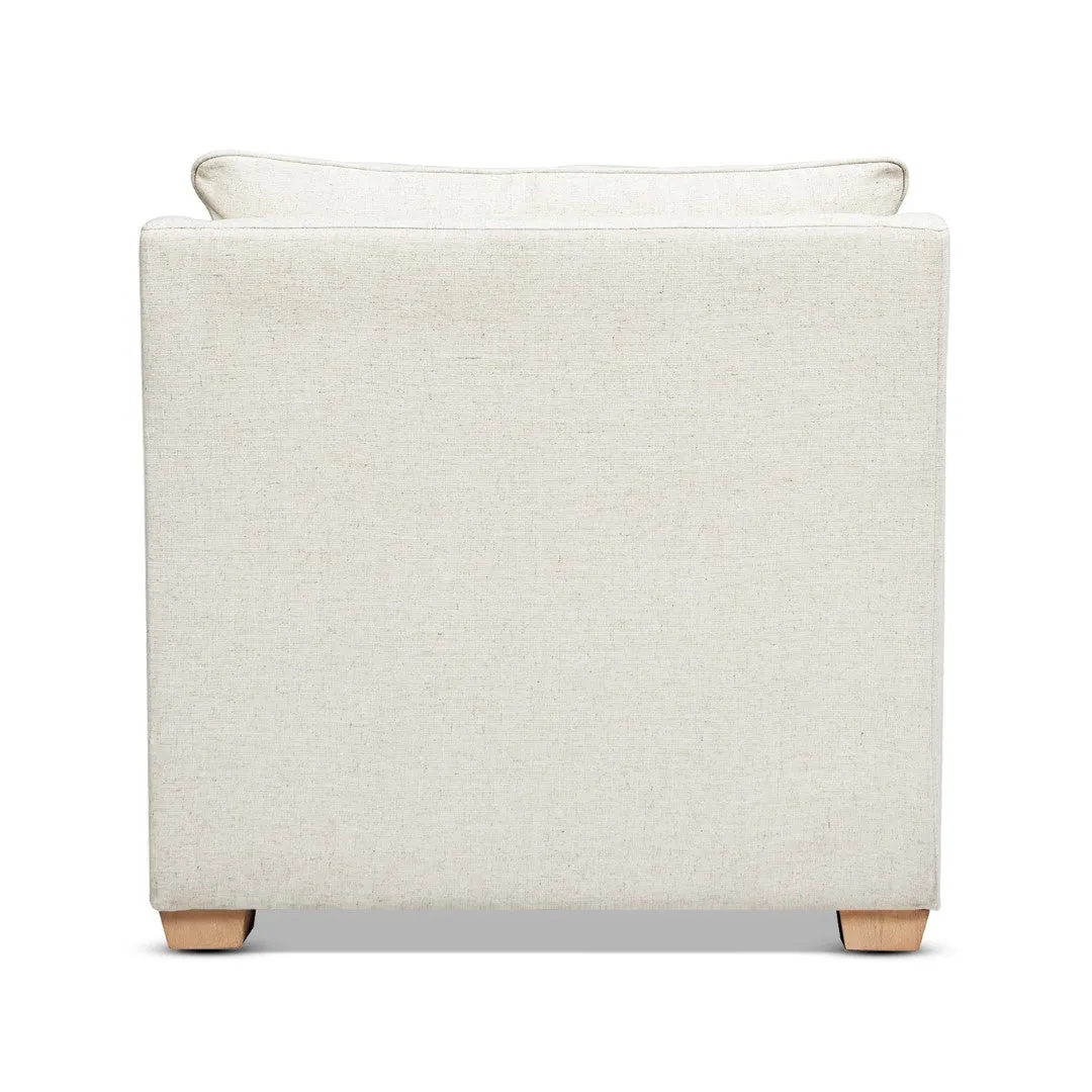 Ada 38" Flared Armchair, Lumbar Pillow, White Linen - Eco-Friendly & Comfortable