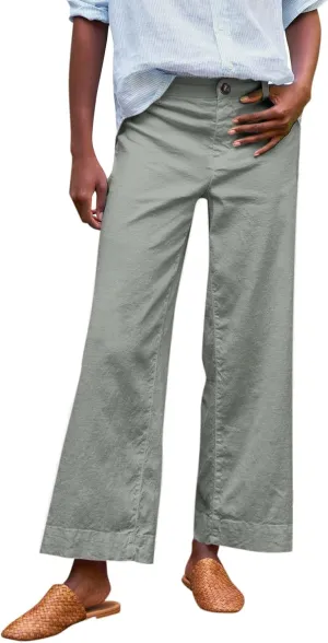 ADHOWBEW Plus Size Linen Pants for Women 2025 Flowy Casual Work Elastic Waist Dressy Plus Size Lounge Slacks