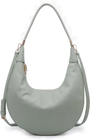 Alex Crescent Crossbody Bag for Women Vegan Leather Shoulder Purse Ladies Hobo Handbag with 2 Straps