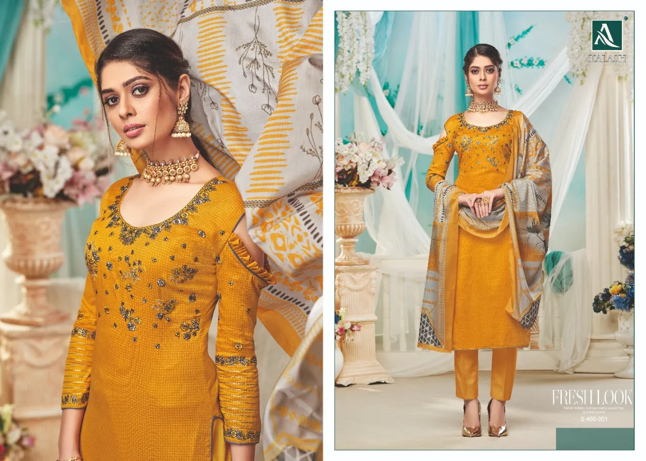 Alok Suits Preseents Kalash Designer Jam Cotton Dress Material