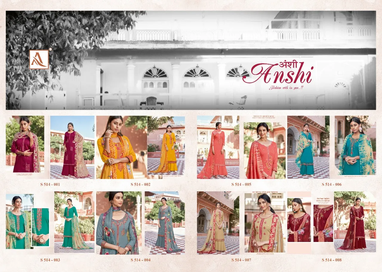 Alok Suits Presents Anshi Pure Zam Solid Embroidery Work Salwar Kameez