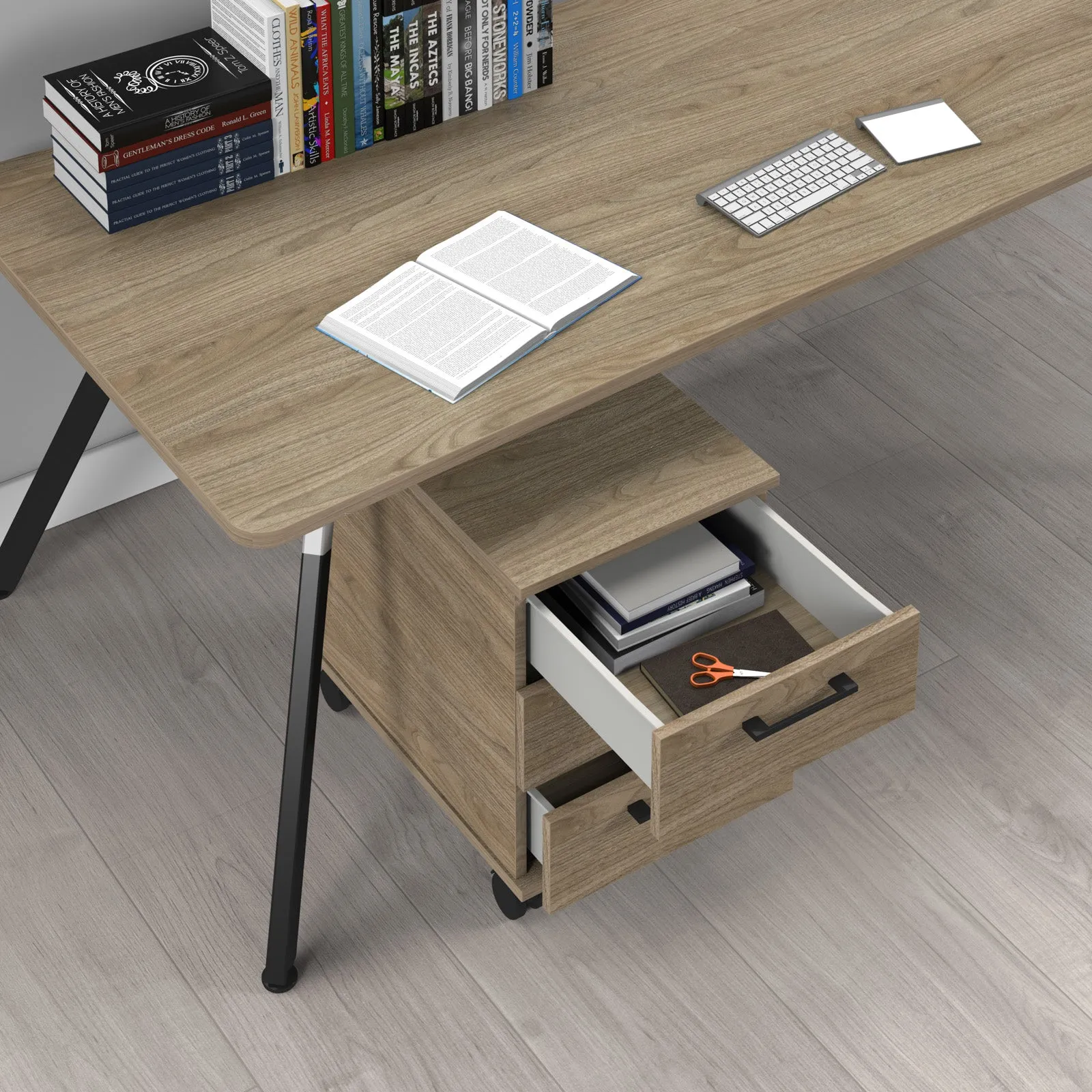 Anson executive 3 drawer mobile pedestal - barcelona walnut
