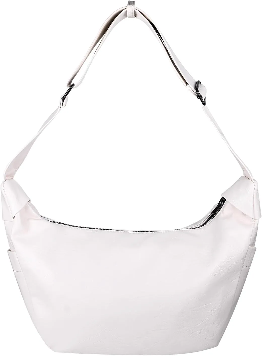 Aroncent Womens Crescent Hobo Handbag: Crossbody Large Capacity Soft PU Leather White Shoulder Purse - with Adjustable Strap and Magnetic Closure