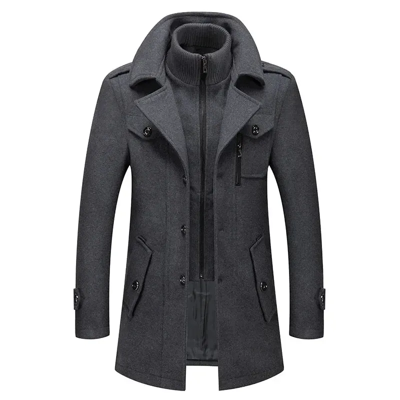 Autumn Winter Men Wool Coat New Thickening Warm Coat High Quality Design Wool Coat Male Fashion Casual Overcoat Clothing