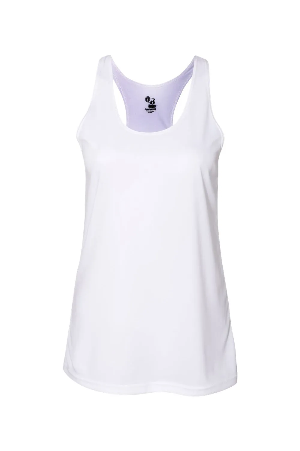 Badger Womens B-Core Moisture Wicking Racerback Tank Top - White