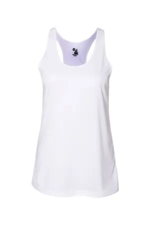Badger Womens B-Core Moisture Wicking Racerback Tank Top - White