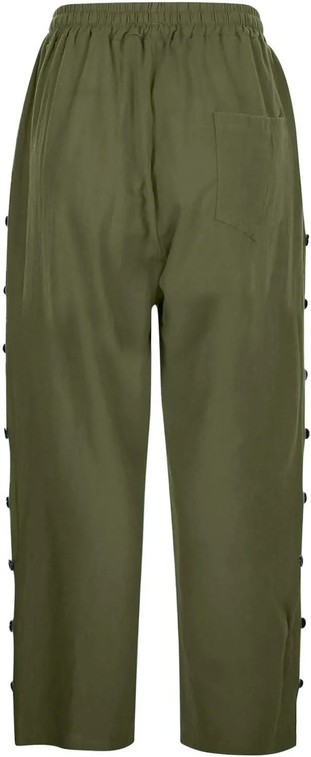 Baggy Linen Pants Women Drawstring High Waisted Linen Pant 2025 Summer Vacation Palazzo Slacks Cotton Long Trousers