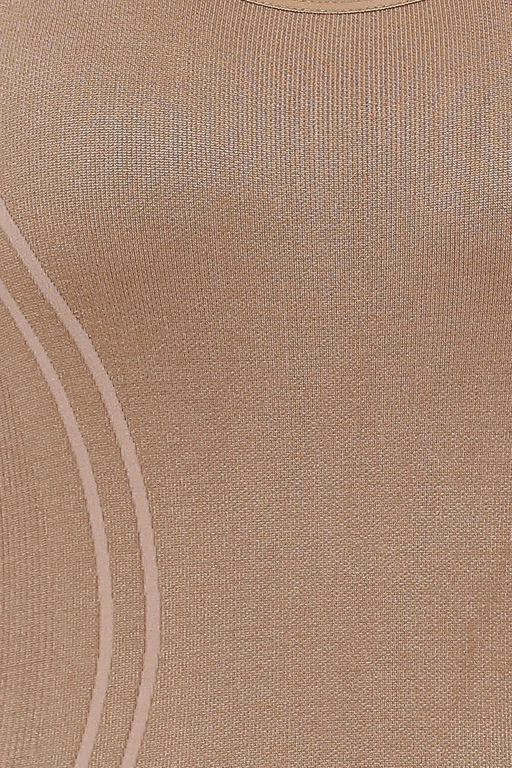 Beige Blended Laser-Cut No-Panty Lines Body Suit