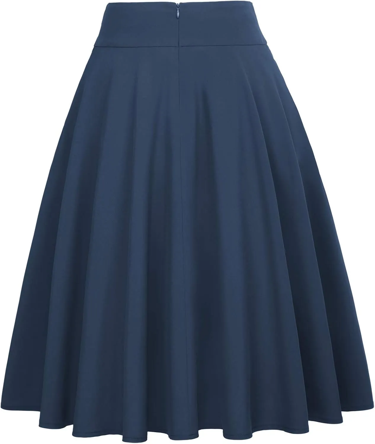 Belle Poque Women's High Waist A-Line Pockets Skirt Skater Flared Midi Skirt Vinage Skirt
