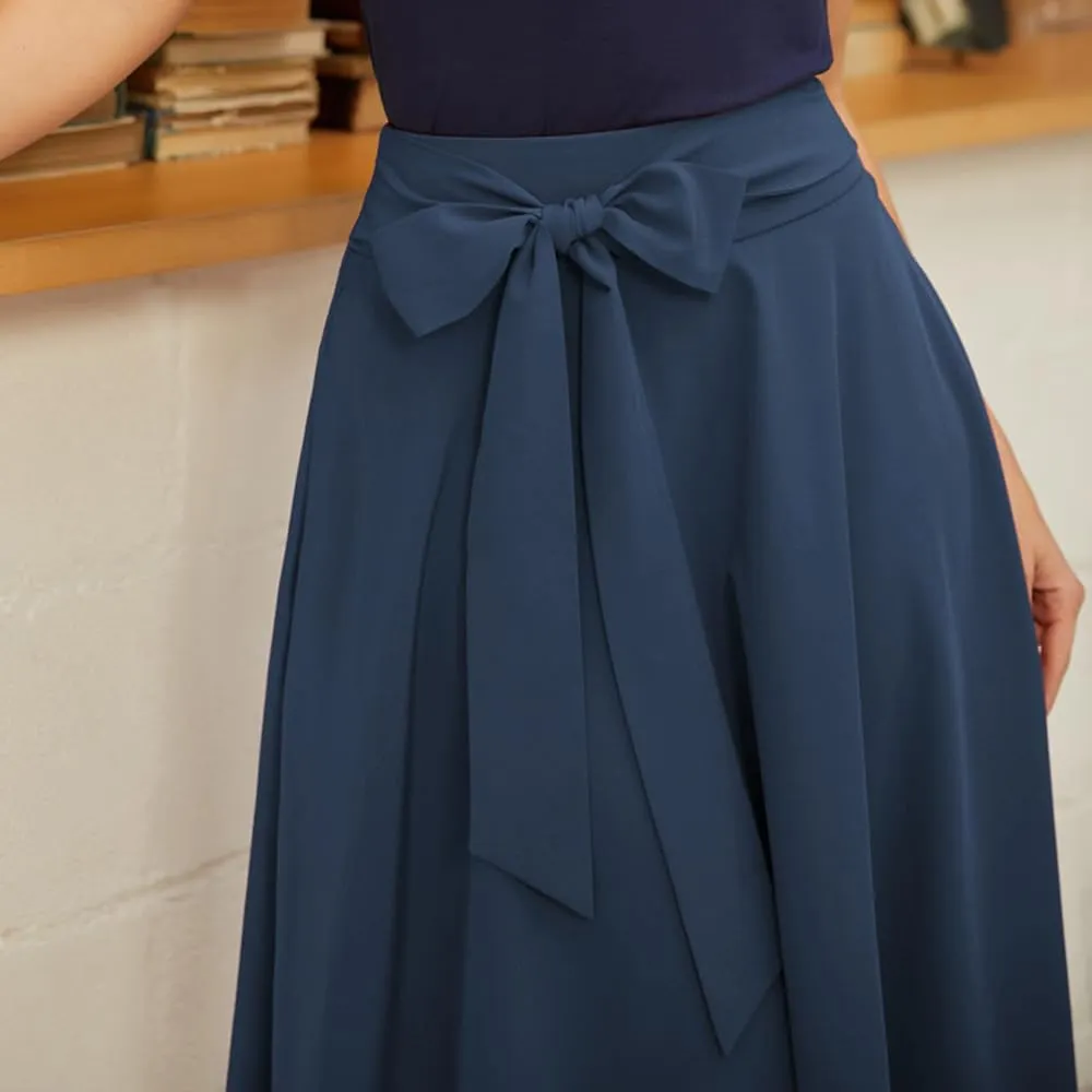 Belle Poque Women's High Waist A-Line Pockets Skirt Skater Flared Midi Skirt Vinage Skirt