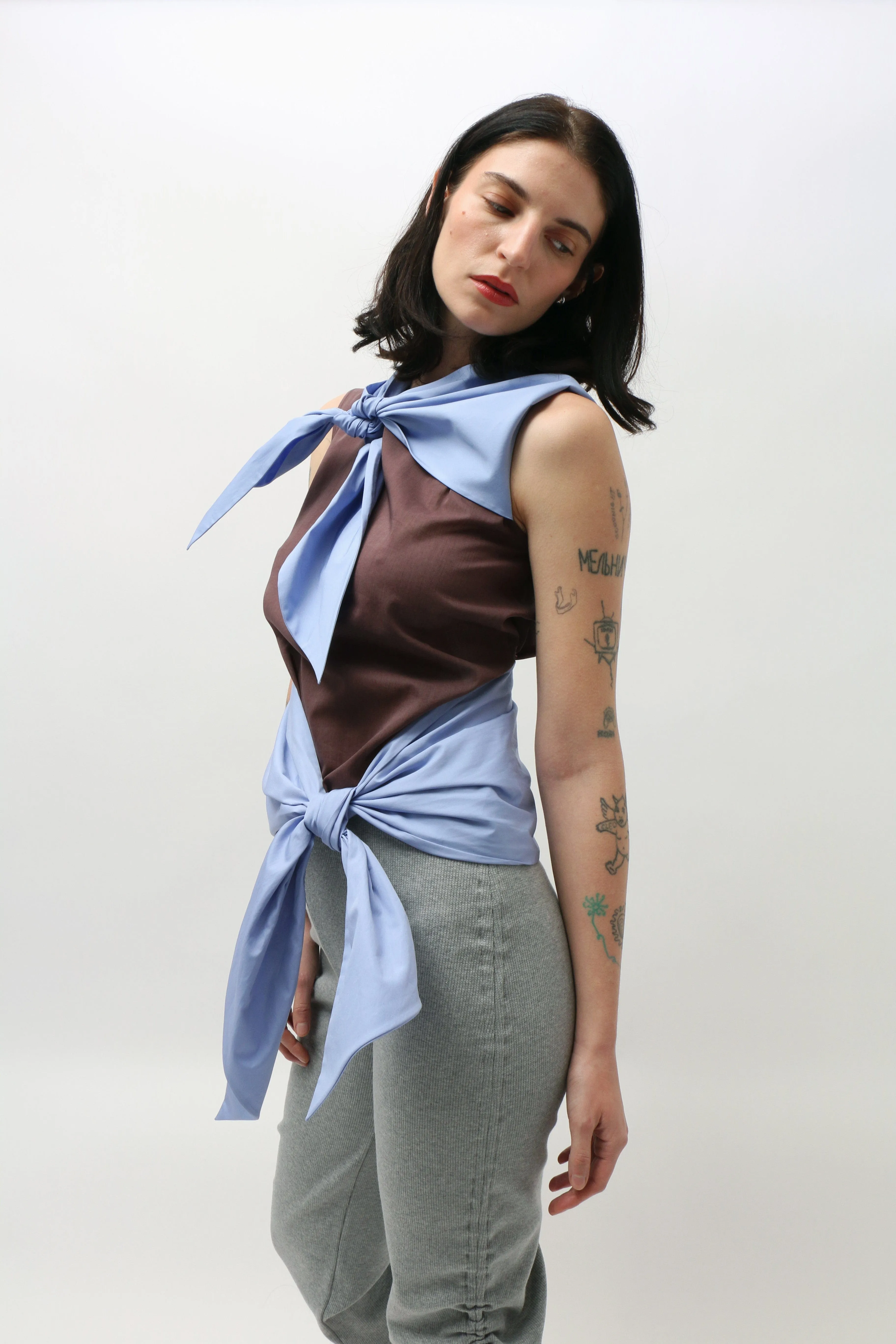 Bi Color Scarf Top