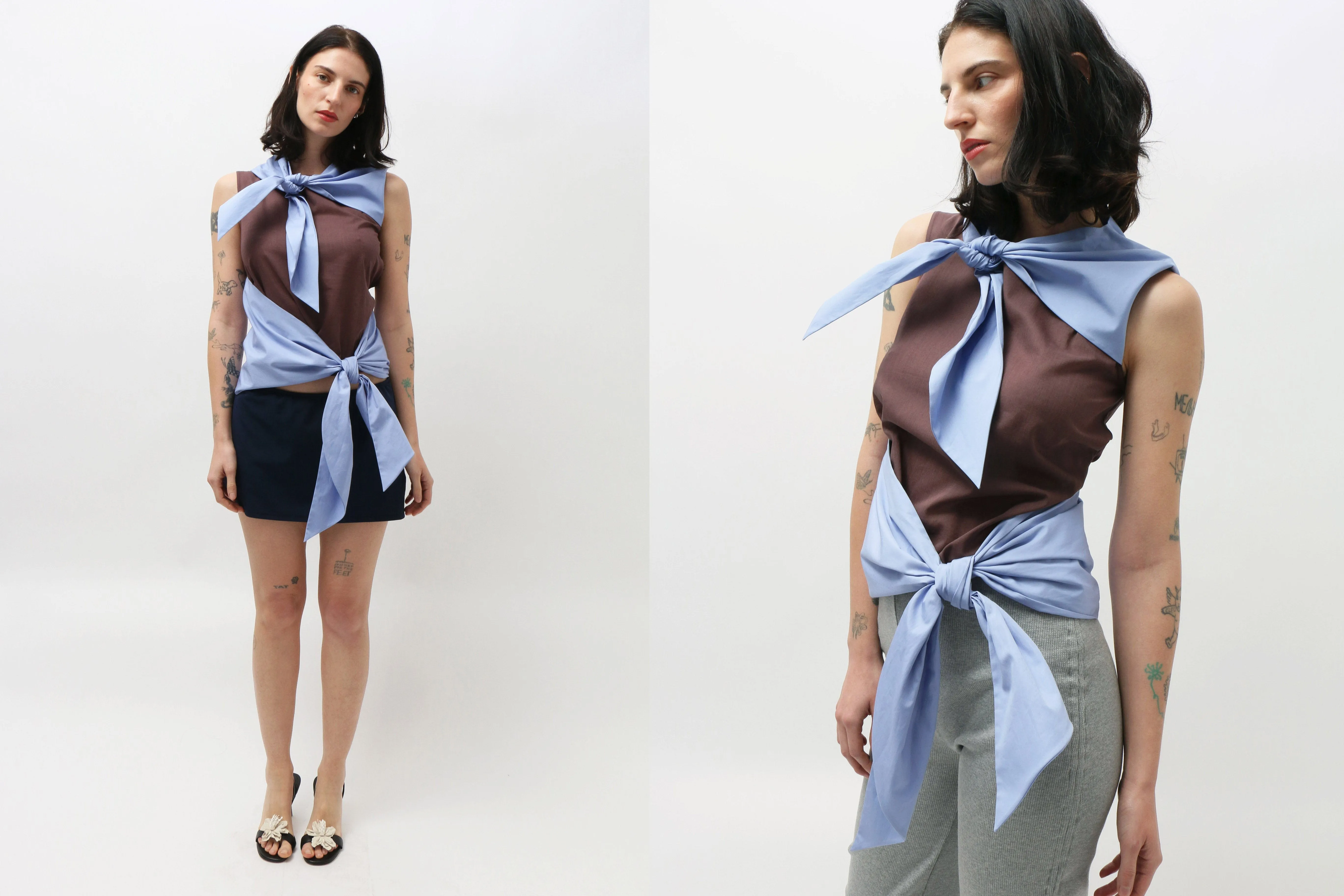 Bi Color Scarf Top