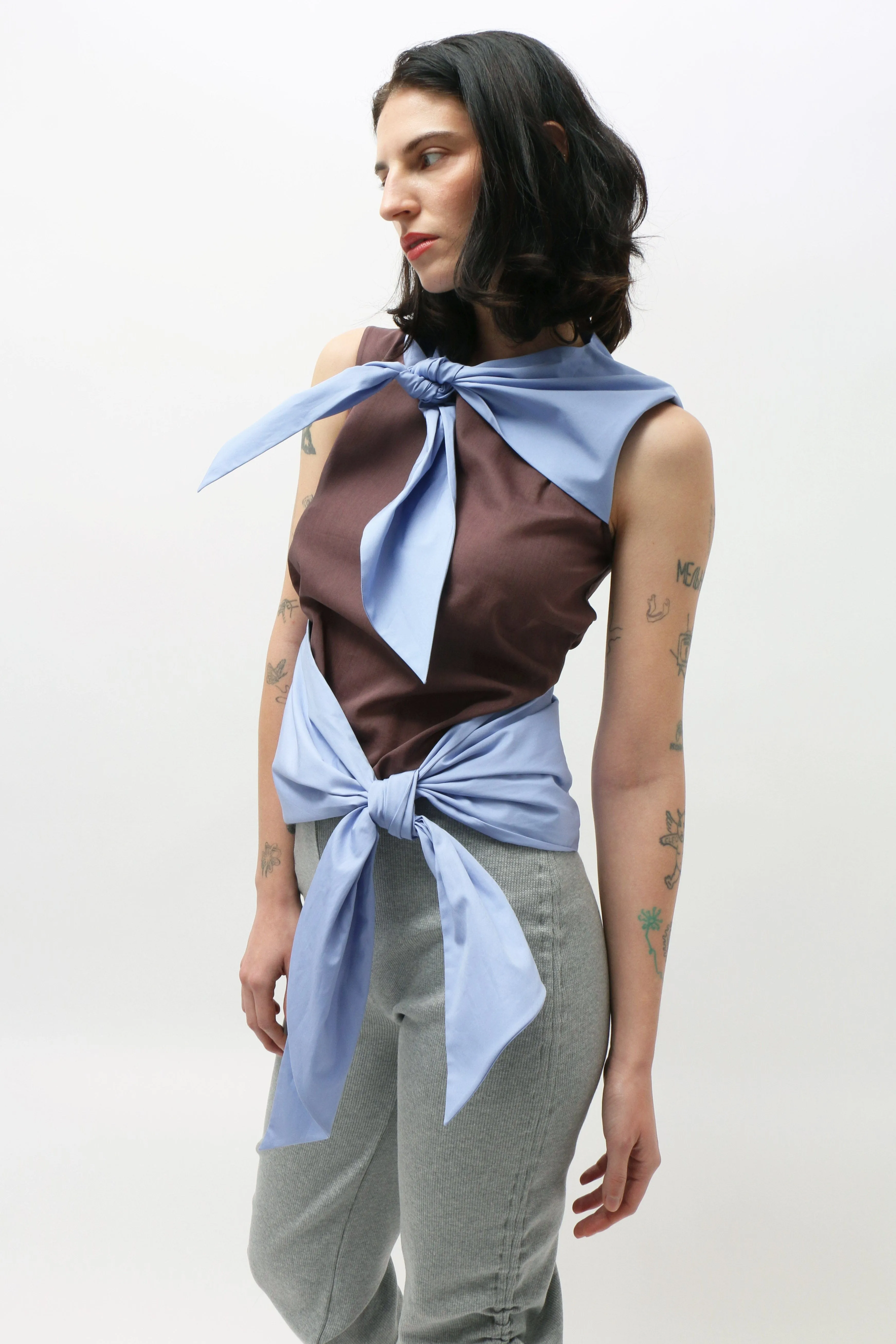 Bi Color Scarf Top