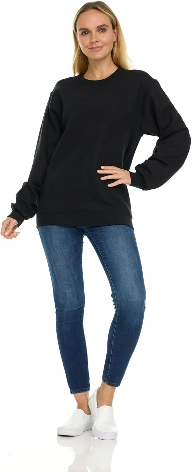 BILLIONHATS 12 Pack Women’s Oversized Crew Neck Sweatshirt, Fleece Lined, Bulk Wholesale Sweatshirts for Charities & Events