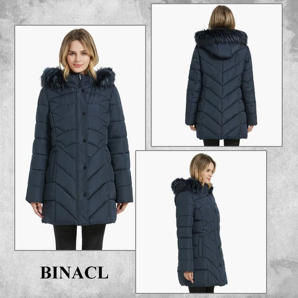BINACL Women's Winter Warm Thicken Long Outwear Pockets Coat Parka Jacket XS-3XL