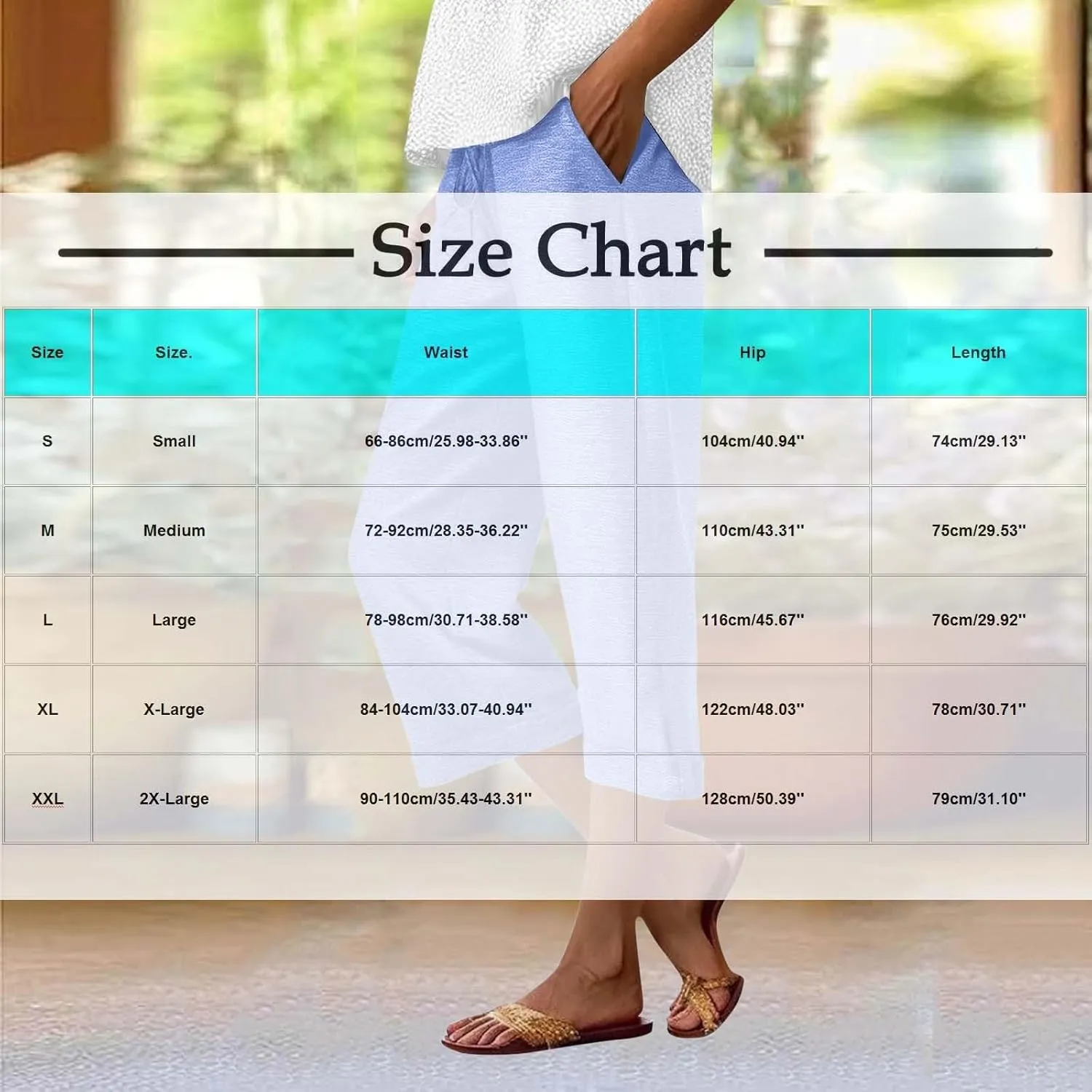 Capri Pants for Women Cotton Casual Summer Workout Beach Capris Drawstring High Waist Wide Leg Cropped Trousers