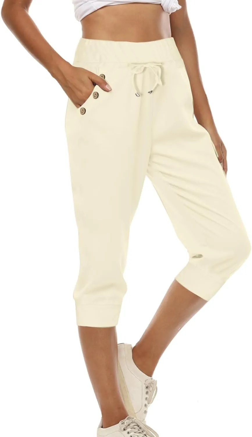 Capri Pants for Women Plus Size Capris Sweatpants for Women Summer Lightweight Stretchy Capri Joggers with Pockets