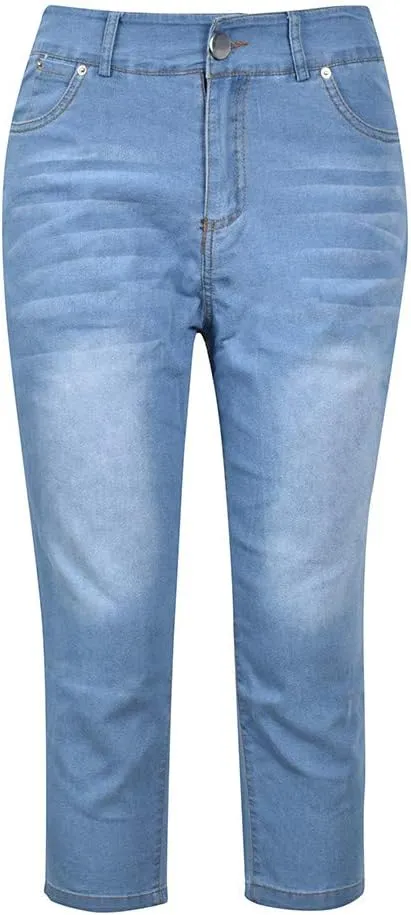 Capris Jeans for Women High Waisted Stretchy Ripped Skinny Denim Capri Jean Shorts Distressed Cropped Jeggings