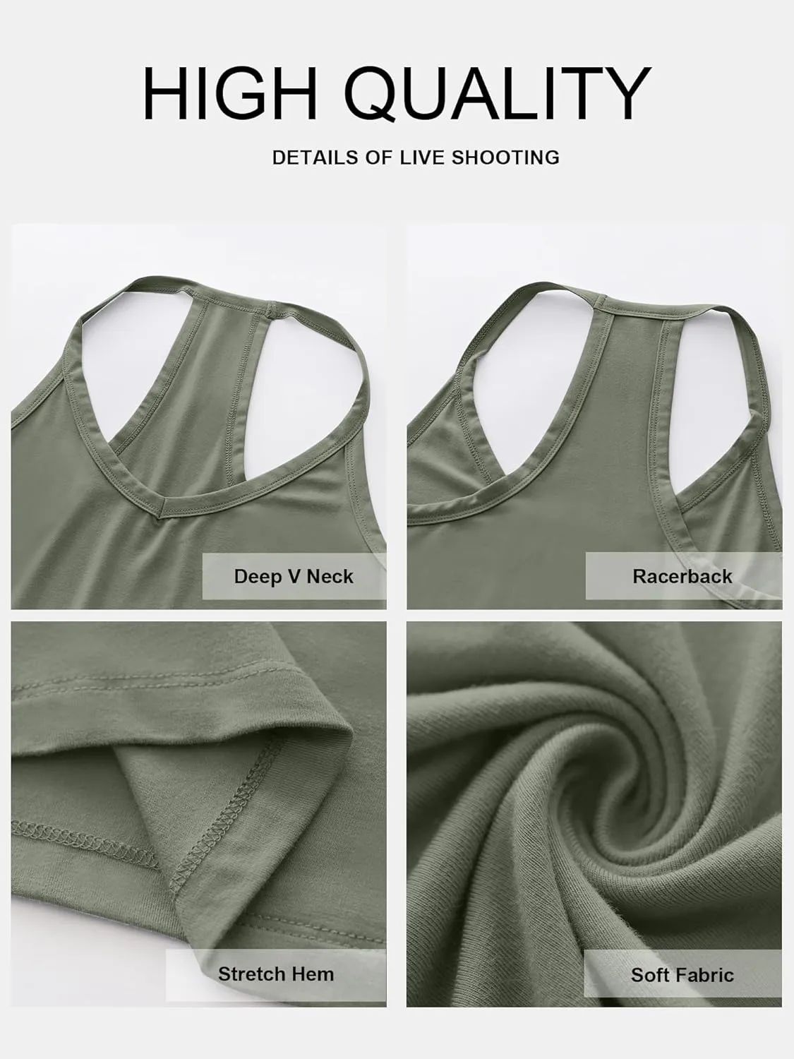 Caracilia Women Racerback Tank Tops 2025 Summer Sleeveless V Neck Camisole Slim Fit Basic Camis Workout Clothes