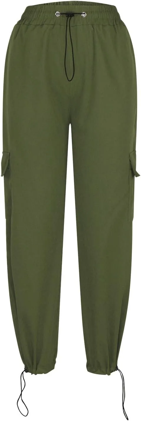 Cargo Pants Women Fashion Wide Leg Pants Parachute Elastic High Waist Baggy Casual Jogger Loose Teen Girls Y2K Trousers