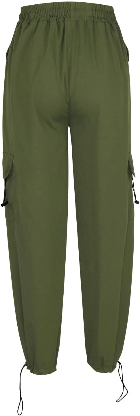 Cargo Pants Women Fashion Wide Leg Pants Parachute Elastic High Waist Baggy Casual Jogger Loose Teen Girls Y2K Trousers