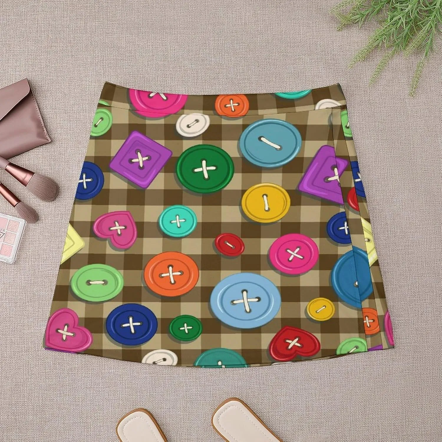 Cartoon Beavers Tree Women's High Waist Stretchy Mini Skirt Elastic Summer Casual Above Knee Basic
