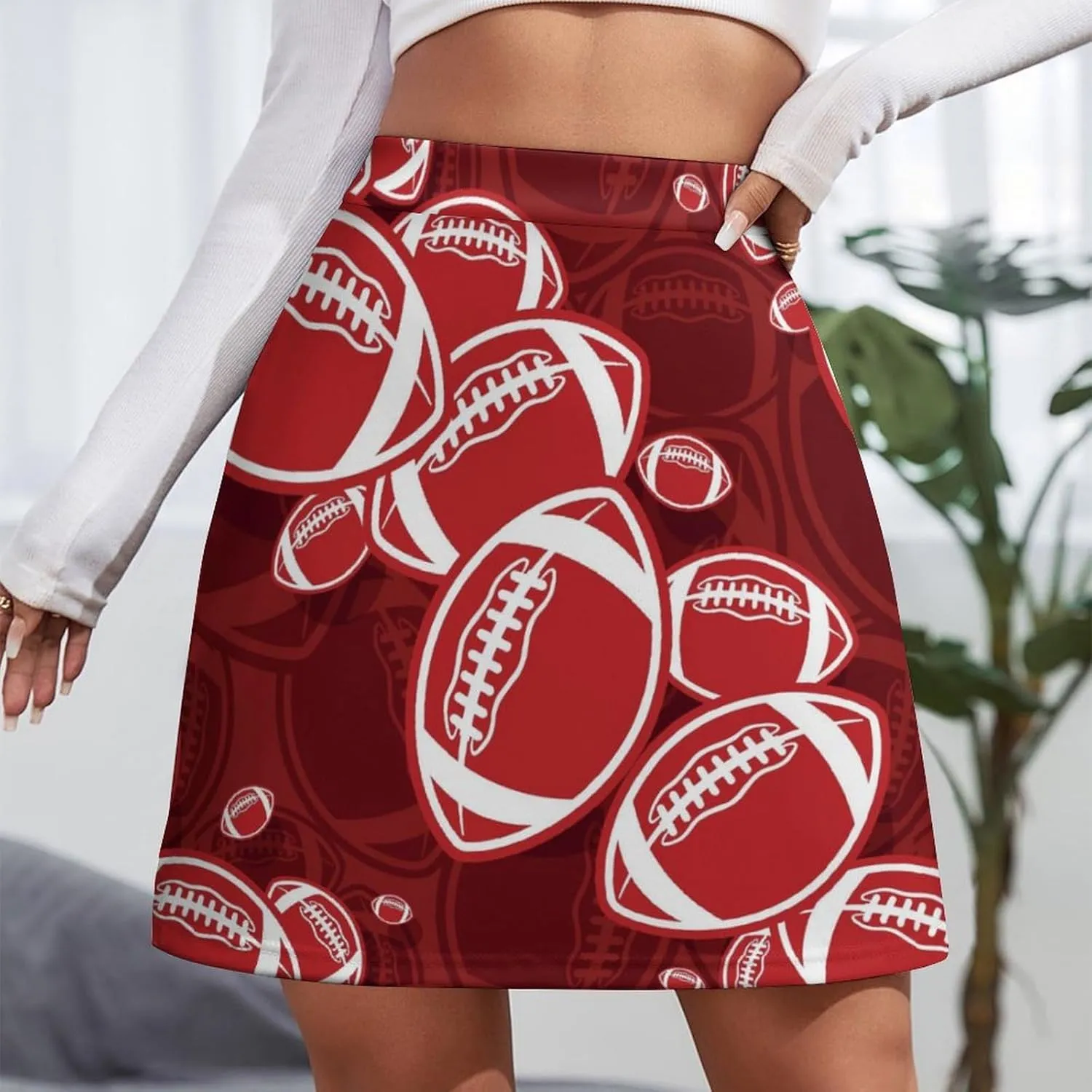 Cartoon Beavers Tree Women's High Waist Stretchy Mini Skirt Elastic Summer Casual Above Knee Basic