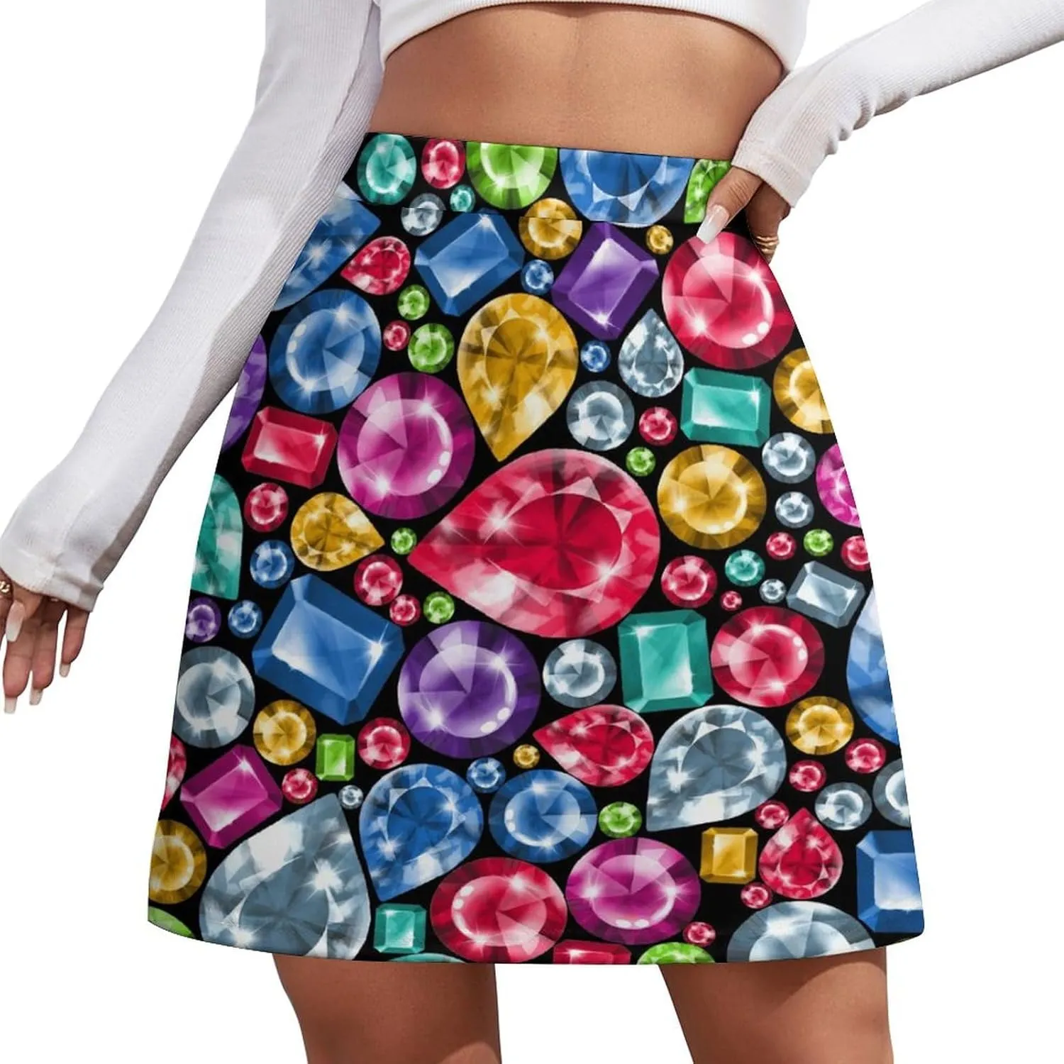 Cartoon Beavers Tree Women's High Waist Stretchy Mini Skirt Elastic Summer Casual Above Knee Basic