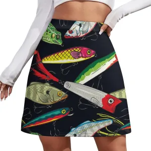 Cartoon Beavers Tree Women's High Waist Stretchy Mini Skirt Elastic Summer Casual Above Knee Basic