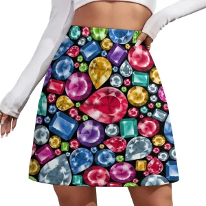 Cartoon Beavers Tree Women's High Waist Stretchy Mini Skirt Elastic Summer Casual Above Knee Basic