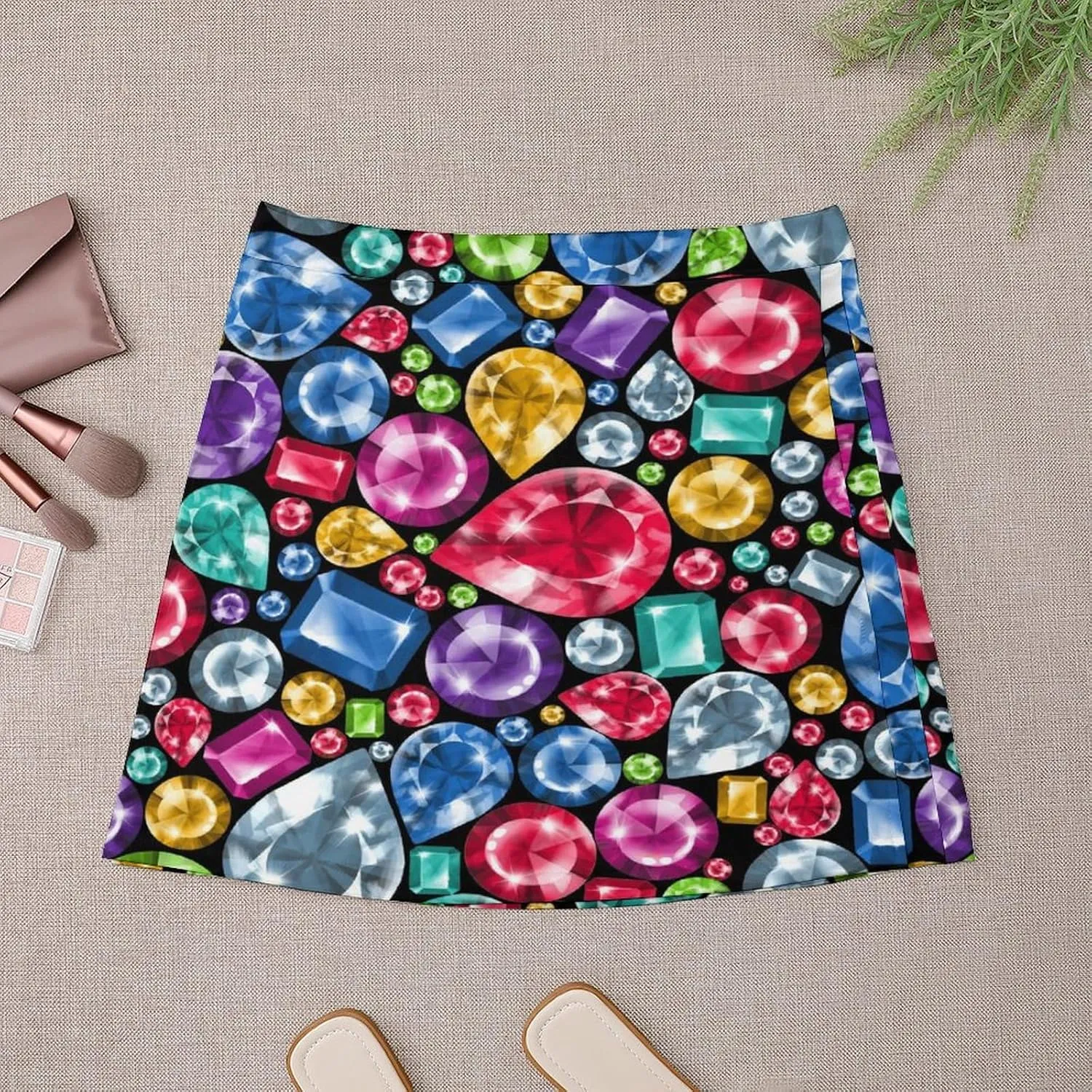 Cartoon Beavers Tree Women's High Waist Stretchy Mini Skirt Elastic Summer Casual Above Knee Basic