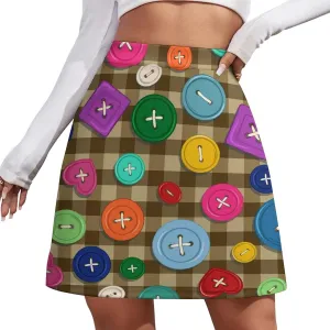 Cartoon Beavers Tree Women's High Waist Stretchy Mini Skirt Elastic Summer Casual Above Knee Basic