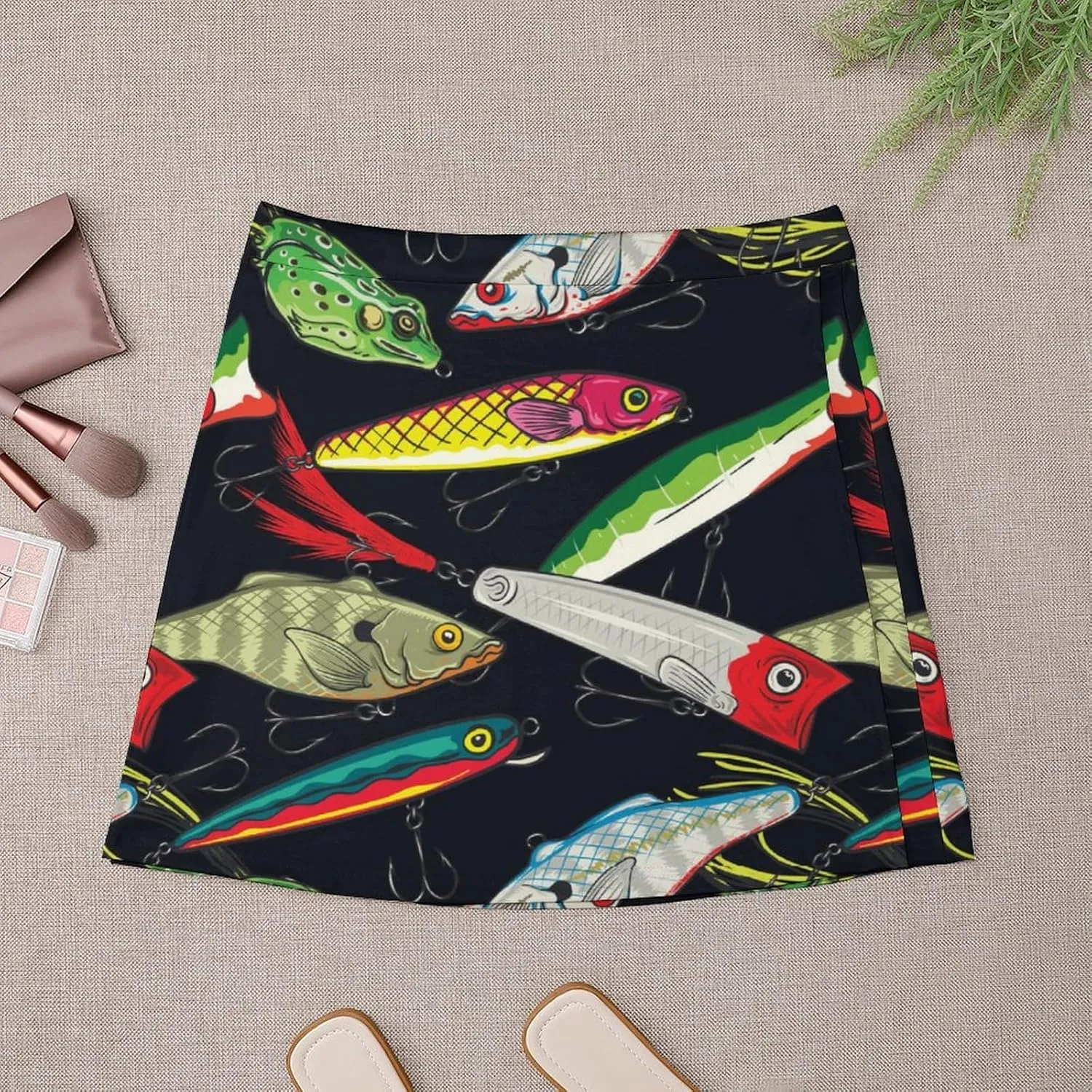 Cartoon Beavers Tree Women's High Waist Stretchy Mini Skirt Elastic Summer Casual Above Knee Basic