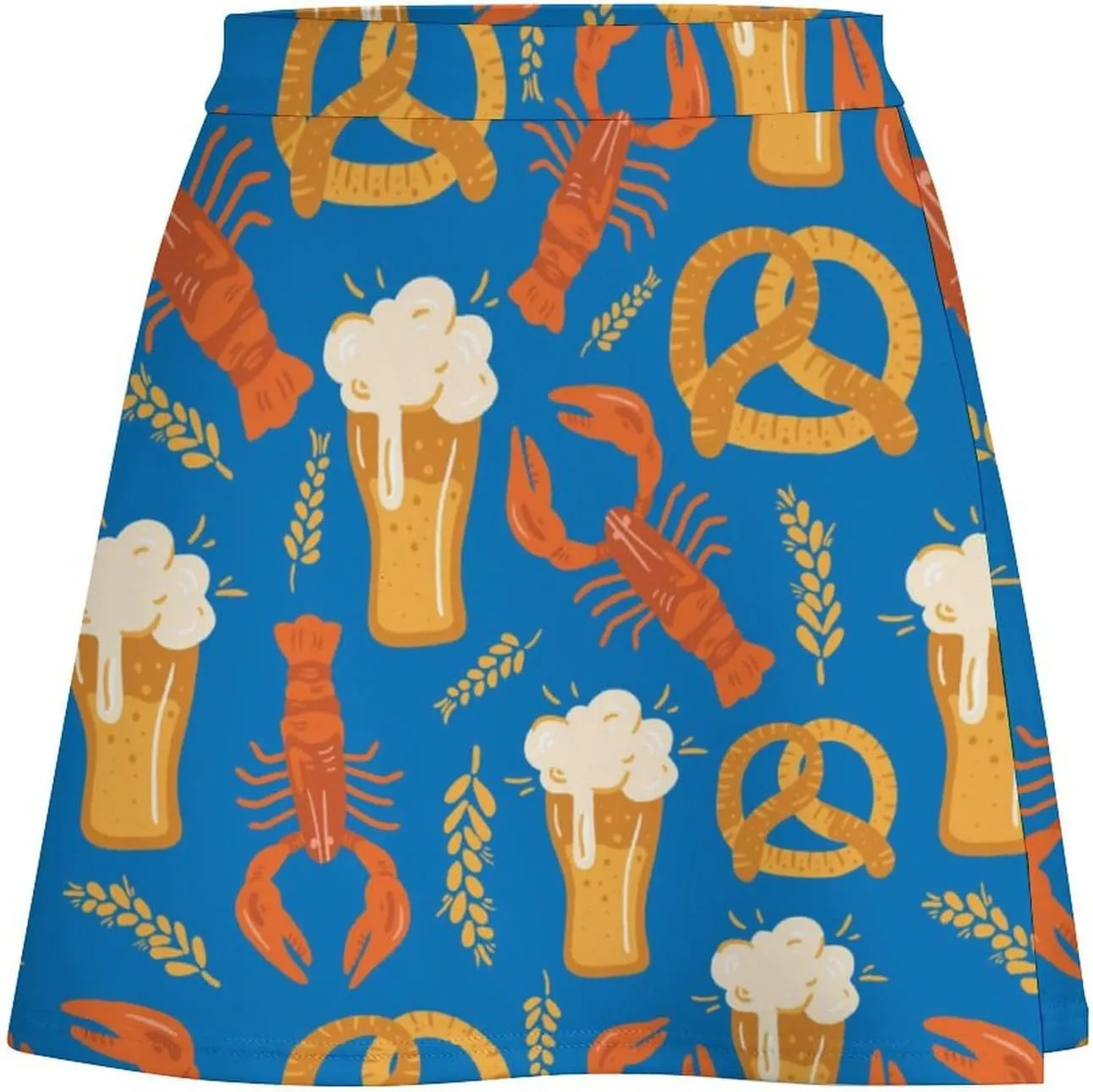 Cartoon Mexican Iguana Lizards Women's High Waist Stretchy Mini Skirt Elastic Summer Casual Above Knee Basic