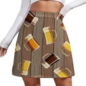 Cartoon Mexican Iguana Lizards Women's High Waist Stretchy Mini Skirt Elastic Summer Casual Above Knee Basic