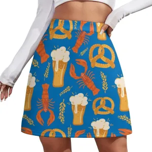 Cartoon Mexican Iguana Lizards Women's High Waist Stretchy Mini Skirt Elastic Summer Casual Above Knee Basic