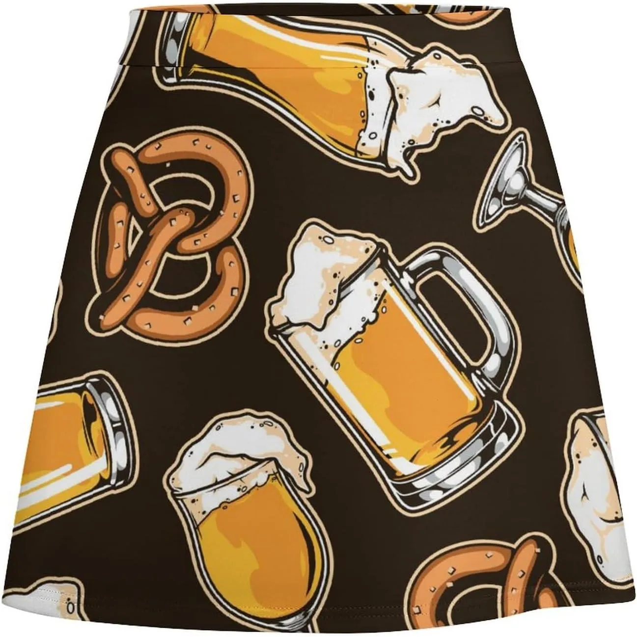 Cartoon Mexican Iguana Lizards Women's High Waist Stretchy Mini Skirt Elastic Summer Casual Above Knee Basic