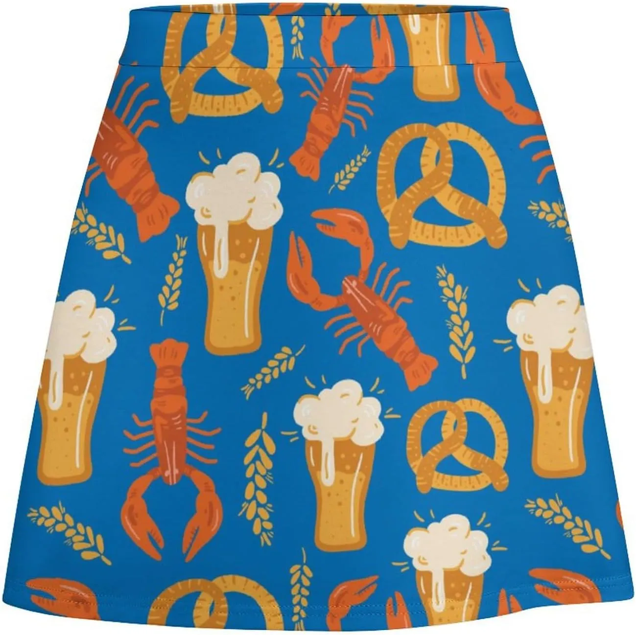 Cartoon Mexican Iguana Lizards Women's High Waist Stretchy Mini Skirt Elastic Summer Casual Above Knee Basic