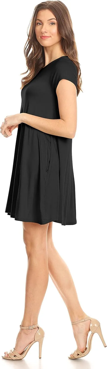 Casual T Shirt Dress for Women Flowy Tunic Dress with Pockets Reg and Plus Size