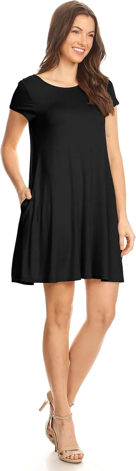 Casual T Shirt Dress for Women Flowy Tunic Dress with Pockets Reg and Plus Size