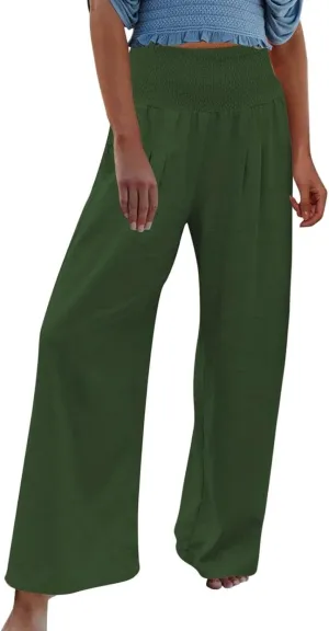 Casual Trousers Pants for Women Loose Wide Leg Baggy Slacks Cotton Linen Pants 2025 Summer Flowy Sweatpants