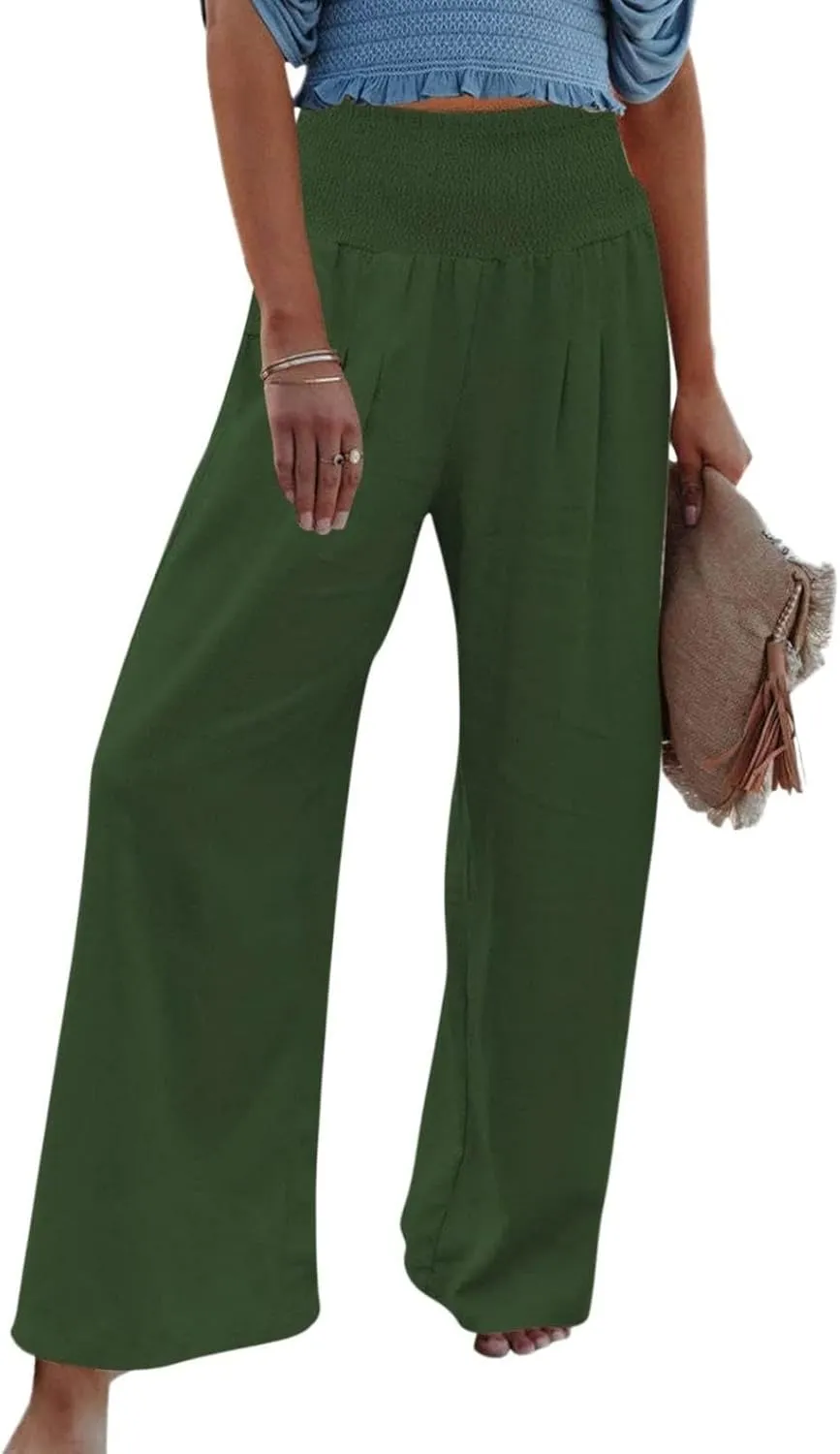Casual Trousers Pants for Women Loose Wide Leg Baggy Slacks Cotton Linen Pants 2025 Summer Flowy Sweatpants