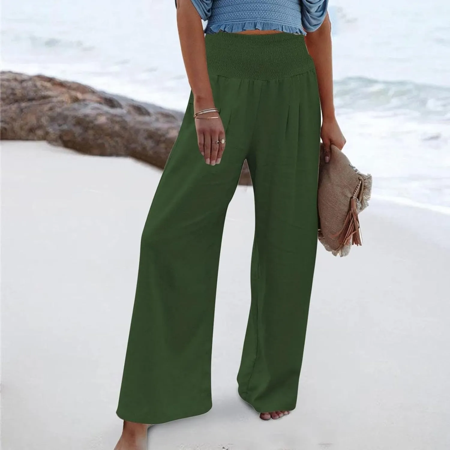 Casual Trousers Pants for Women Loose Wide Leg Baggy Slacks Cotton Linen Pants 2025 Summer Flowy Sweatpants