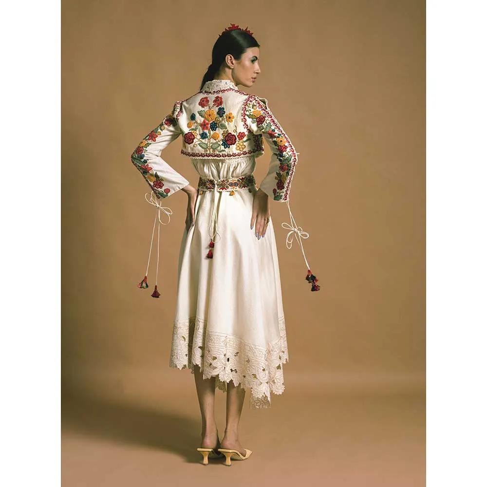 CHANDRIMA Ivory Chanderi Short Bolero Jacket