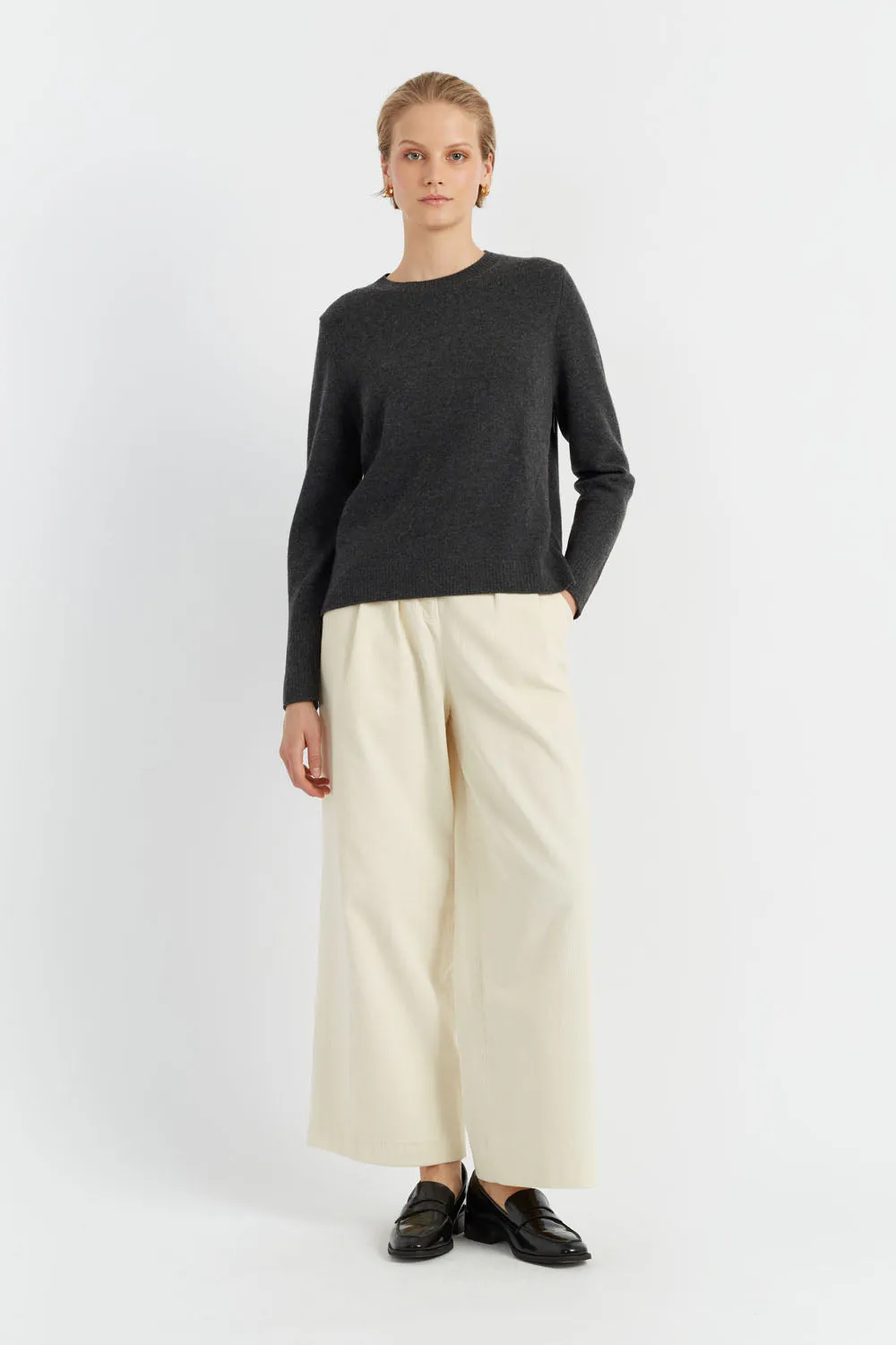 Charcoal Pure Cashmere Boxy Sweater