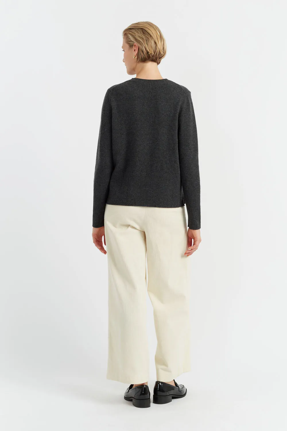 Charcoal Pure Cashmere Boxy Sweater