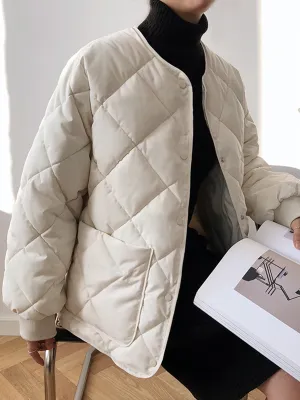 Chicmy-Winter Outfits Christmas Thanksgiving Gift New Year's Eve Outfits Streetwear Fashion Rhombic Button Down Winter Coat