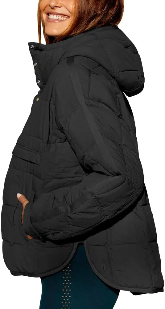 chouyatou Women's Quilted Pullover Puffer Jacket Packable Hooded Oversize Winter Coat Tops