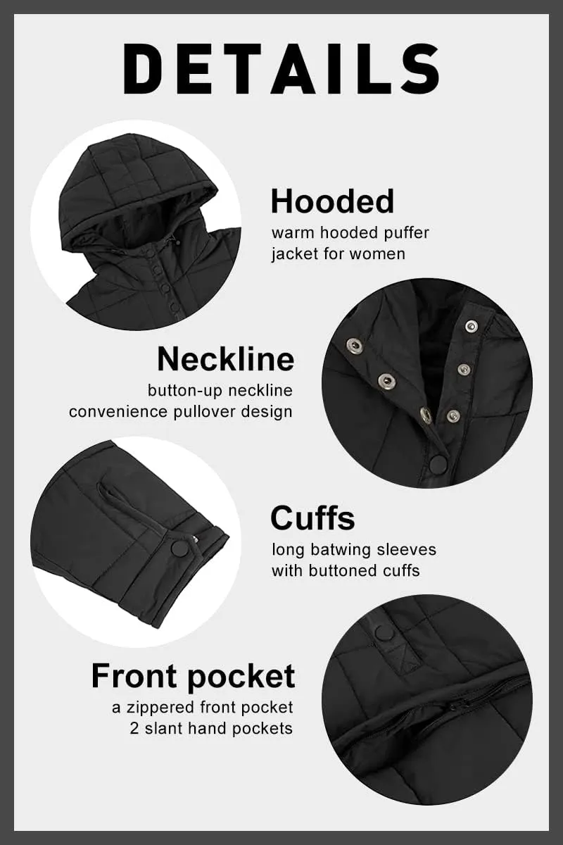 chouyatou Women's Quilted Pullover Puffer Jacket Packable Hooded Oversize Winter Coat Tops