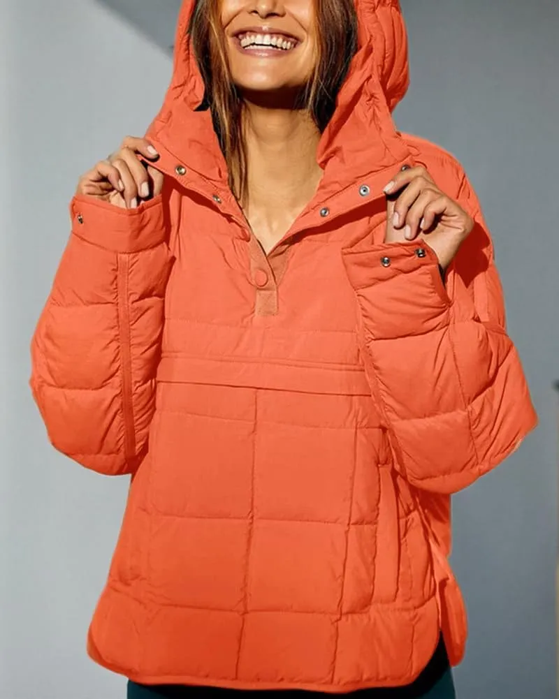 chouyatou Women's Quilted Pullover Puffer Jacket Packable Hooded Oversize Winter Coat Tops